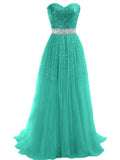 Sweetheart Tulle Long Prom Dress With Beading Sequins PG 210 - Tirdress
