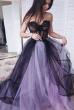 Sweetheart Tulle Prom Dresses A-line Appliqued Evening Dresses TP1002 - Tirdress