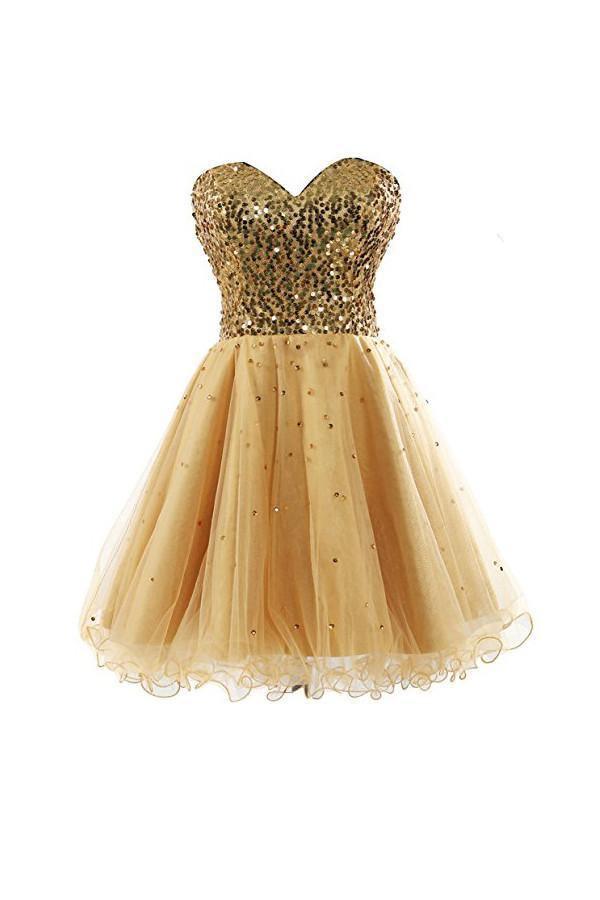 Sweetheart Tullle Sequins Homecoming Dress Short Prom Gown PG085 - Tirdress