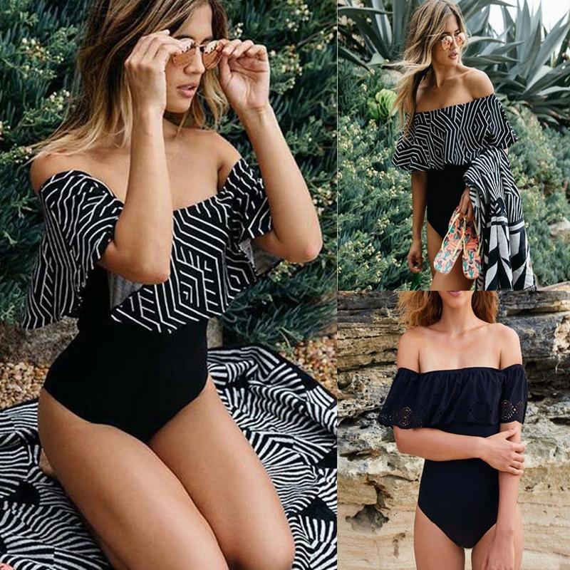 Off the shoulder discount black swimsuit