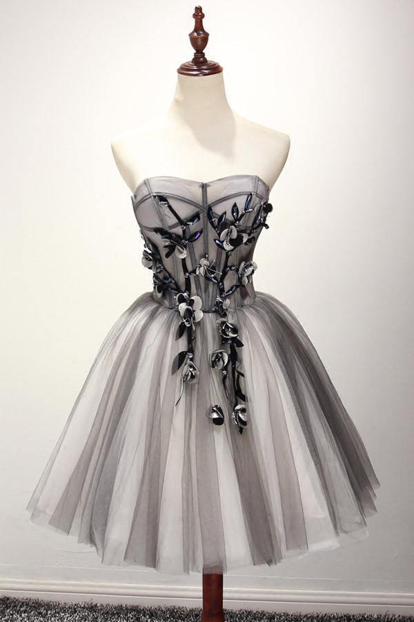 Tulle Gray Short Prom Dress Homecoming Dress Coktail Dress US2 / Gray Tulle Gray Short Prom Dress Homecoming Dress Coktail Dress US2 / Gray