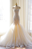 Tulle Mermaid Gorgeous Lace-Appliques Sweetheart Wedding Dress WD127