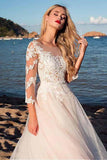 Tulle Scoop Neckline A-line Wedding Dress With Lace Appliques WD188 - Tirdress