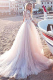 Tulle Scoop Neckline A-line Wedding Dress With Lace Appliques WD188 - Tirdress