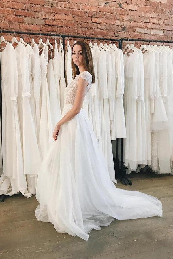 Tulle wedding dress Simple wedding dress Romantic Open back Bridal Gown TN216 - Tirdress