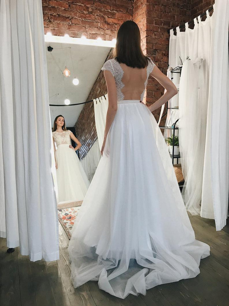 Tulle wedding dress Simple wedding dress Romantic Open back Bridal Gown TN216 - Tirdress