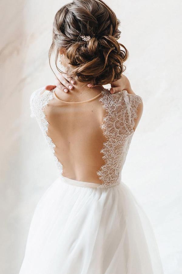 Tulle wedding dress Simple wedding dress Romantic Open back Bridal Gown TN216 - Tirdress
