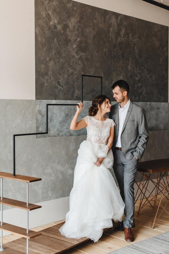 Tulle wedding dress Simple wedding dress Romantic Open back Bridal Gown TN216 - Tirdress