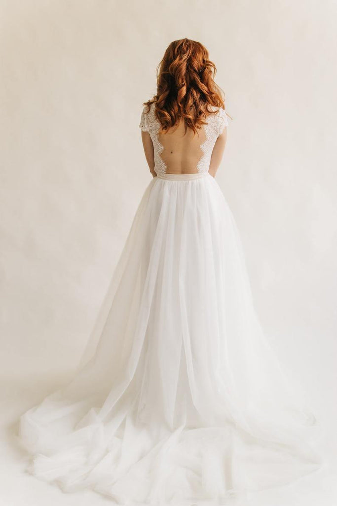 Tulle wedding dress Simple wedding dress Romantic Open back Bridal Gown TN216 - Tirdress