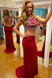 Two Piece Mermaid Prom/Evening Dress Red Backless PG 227 - Tirdress