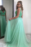 Two Piece Mint Green Chiffon Beading Long Prom/Evening Dress TP0910 - Tirdress