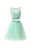 Two Piece Mint Tulle Homecoming Dresses Prom Dresses PG051