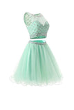Two Piece Mint Tulle Homecoming Dresses Prom Dresses PG051 - Tirdress