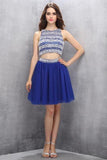 Two Piece Tulle Royal Blue Homecoming Dresses Prom Dresses PG032