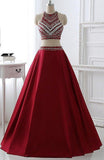 Two Pieces Burgundy Prom Dress Bridal Party Dresses PG 220