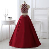 Two Pieces Burgundy Prom Dress Bridal Party Dresses PG 220 - Tirdress