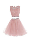 Two Pieces Prom Dresses Applique Short Homecoming Dresses PG036 - Tirdress