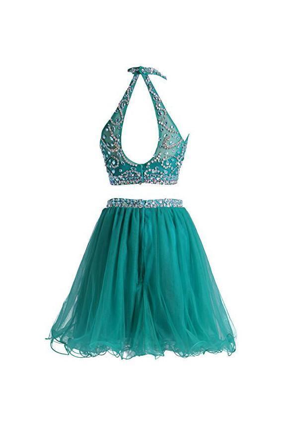 Two Pieces Tulle Short with Beaded Homecoming Dresses US0 / Custom Color Two Pieces Tulle Short with Beaded Homecoming Dresses US0 / Custom Color