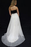 Two piece Black And White Strapless Sweetheart Chiffon Wedding Dresses WD176 - Tirdress