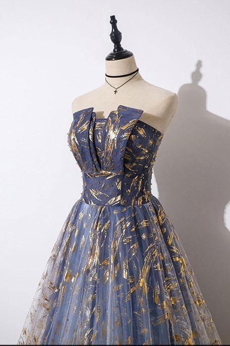 Unique A Line Strapless Ombre Long Prom Dress Stunning Party Dresses TP0943 - Tirdress
