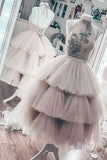 Unique Short Layered Tulle High Neck Short Prom Dress, Homecoming Dresses HD0094