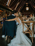 V-neck A-line Beach Wedding Dresses Appliques Tulle Bridal Gowns TN320 - Tirdress