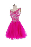 V-Neck Beadings A-Line Short Prom Dress Homecoming Dresses PG111 - Tirdress