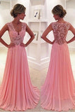 V-Neck Court Train Pink Prom Dress/Evening Dress PG 239