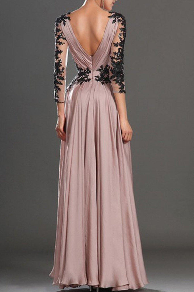 V-Neck Long Sleeve Lace Prom Dresses Evening Dresses PG 245 - Tirdress