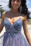 V-Neck Prom Dress Spaghetti Straps Tulle evening dress prom dresses TP0961 - Tirdress