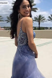 V-Neck Prom Dress Spaghetti Straps Tulle evening dress prom dresses TP0961 - Tirdress