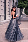 V-Neck Sleeveless Tulle Floor Length Evening Dress Prom Dress PG439 - Tirdress