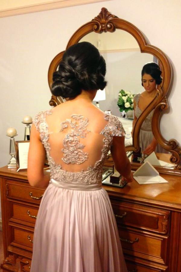 V-neck Long Cap Sleeves Dark Red Bridesmaid Dress With Beading Lace US6 / Custom Color V-neck Long Cap Sleeves Dark Red Bridesmaid Dress With Beading Lace US6 / Custom Color