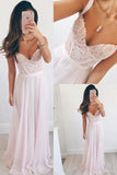 V-neck Long Chiffon Baby Pink Long Prom Dress Evening Dress PG296 - Tirdress