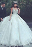 V-neck Neckline Ball Gown Wedding Dresses With Lace Appliques WD187 - Tirdress