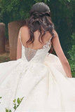 V-neck Neckline Ball Gown Wedding Dresses With Lace Appliques WD187 - Tirdress