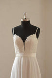 Vintage A-line Spaghetti Straps Long White Chiffon Wedding Dresses WD063 - Tirdress