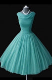 Vintage Ball Gown A-line Knee-Length Chiffon Mint Homecoming Dress TR0064 - Tirdress
