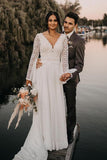 Vintage Chiffon V-Neck Wedding Dresses Backless Bridal Gowns TN290