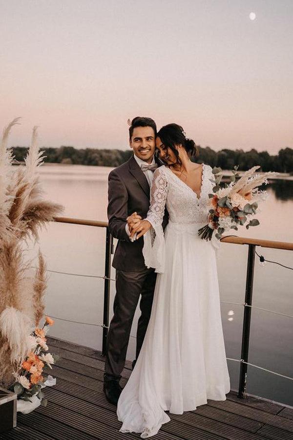 Vintage chiffon sales wedding dress