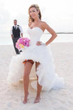 Vintage High Low Beach Weddign Dresses Strapless White Wedding Dresses WD297