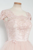 Vintage Knee-Length A-line Pearl Pink Homecoming Dress With Lace TR0102 - Tirdress