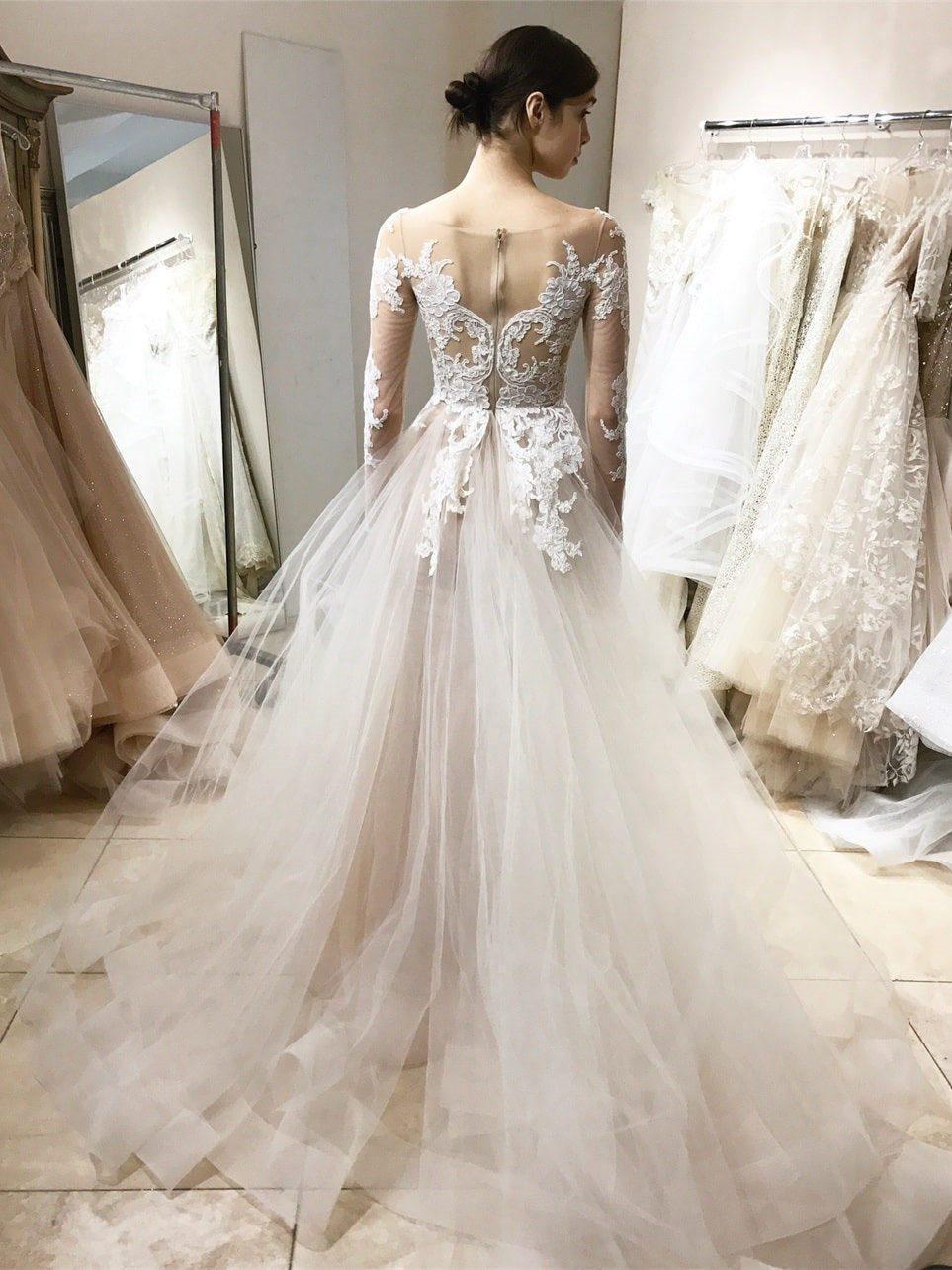 Vintage Lace Wedding Dresses Ball Gown with Long Sleeves WD320 US12 / Ivory Vintage Lace Wedding Dresses Ball Gown with Long Sleeves WD320 US12 / Ivory