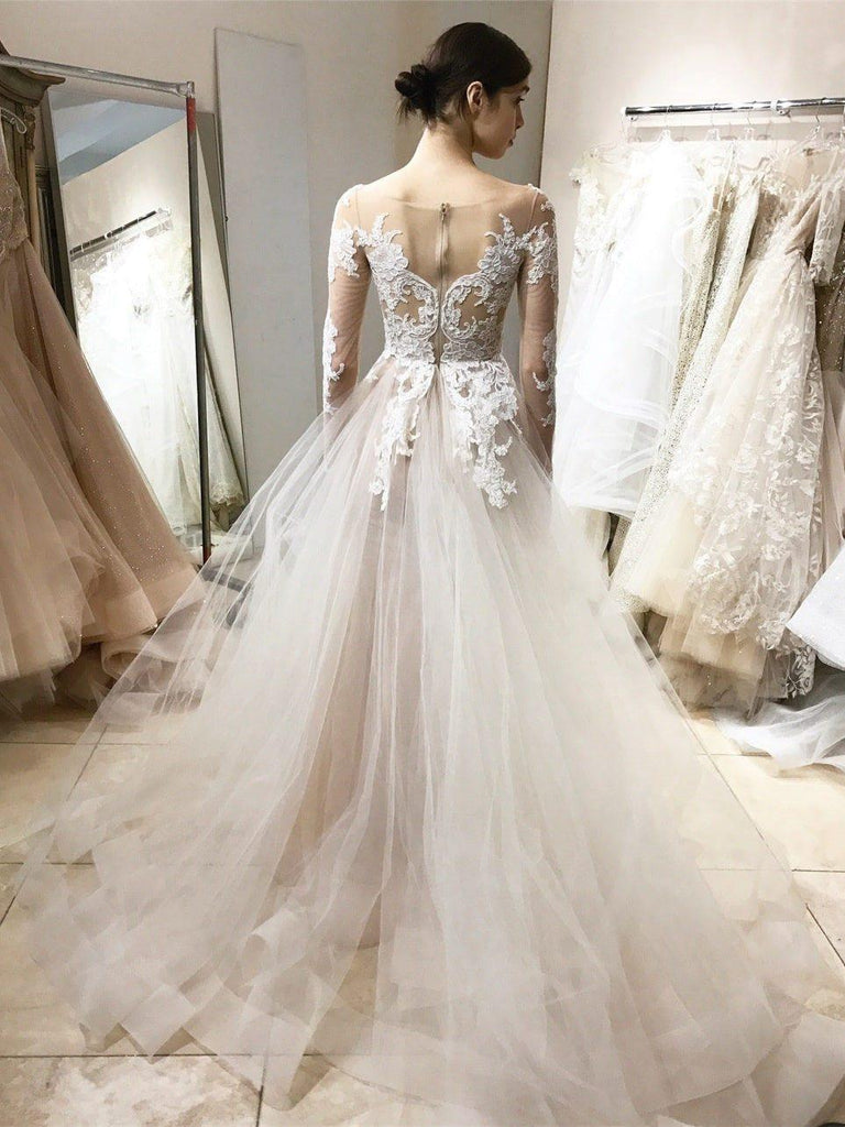 Vintage Lace Wedding Dresses Ball Gown with Long Sleeves WD320 - Tirdress