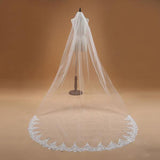 Voile Mariage 3M One Layer Lace Edge White Ivory Cathedral Wedding Veil Long Bridal Veil Cheap Wedding Accessories  V003