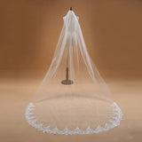 Voile Mariage 3M Une Couche Dentelle Bord Blanc Ivoire Cathédrale Voile De Mariage Long Voile De Mariée Pas Cher Accessoires De Mariage V003