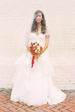 Robes de mariée pas cher-parole longueur sexy ivoire perles tulle robe de bal TN245