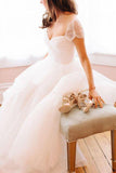 Wedding Dresses Cheap Floor-length Sexy Ivory Beading Tulle Ball Gown TN245 - Tirdress