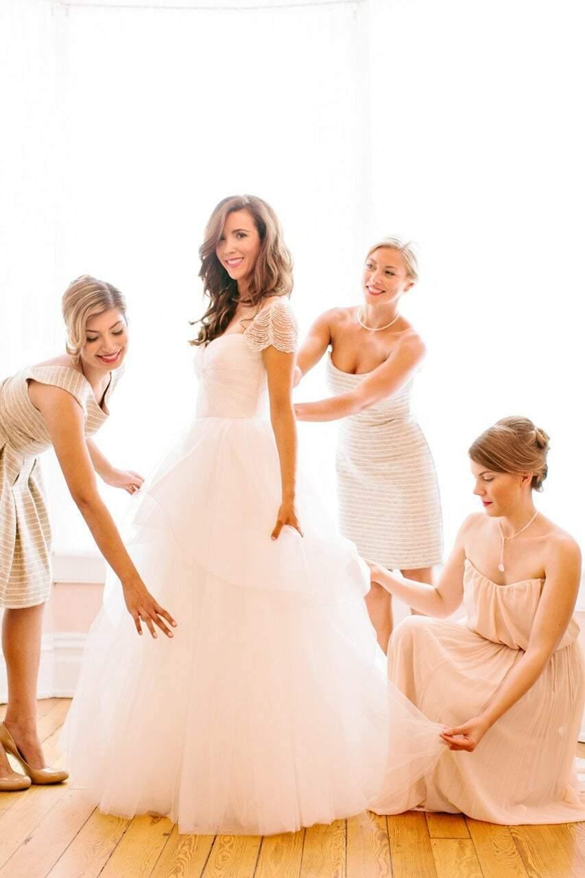 Wedding Dresses Cheap Floor-length Sexy Ivory Beading Tulle Ball Gown TN245 - Tirdress