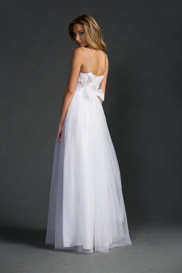 White Beach Sleeveless Floor length A-line Tulle Wedding Dresses WD175 - Tirdress